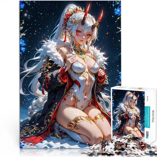 Anime Dämonenmädchen im Winter 1000-Teile-Puzzle für Teenager Quizspiel Jedes Stück ist einzigartig – Anspruchsvolles Familienspiel 38x26cm von SYUNFEI