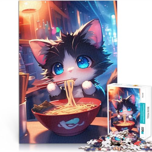Anime-Katze isst Ramen 2000-Teile-Puzzle für Teenager Lernspiele DIY Spielzeug Jedes Stück ist einzigartig – Anspruchsvolles Familienspiel 70x100cm von SYUNFEI