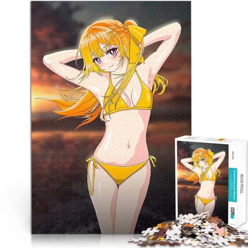 Anime-Mädchen im gelben Bikini Teenager-Puzzle 2000 Teile Lernspiele DIY Spielzeug mit vollständig ineinander greifenden, zufällig geformten Teilen 70x100cm von SYUNFEI