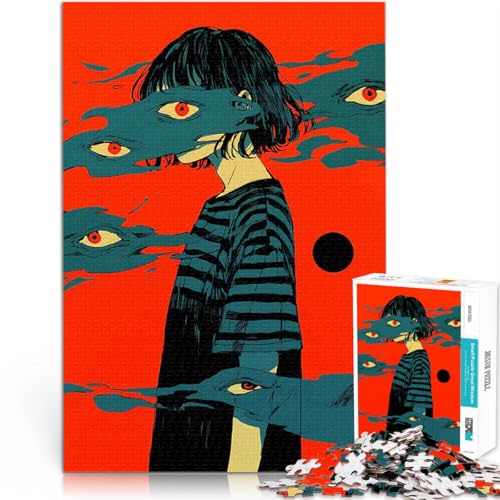 Anime-Mädchen mit Augen Puzzle 1000 Teile für Erwachsene Pädagogisches Spielzeug zum Stressabbau Tolle Geschenke und Spielzeuge 38x26cm von SYUNFEI