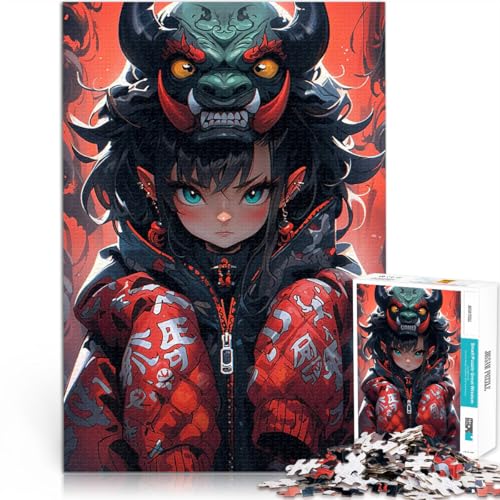 Anime-Mädchen mit Oni-Maske 2000-teiliges Puzzle für Erwachsene Herausforderndes Spiel Geeignet für die Schreibtischdekoration 70x100cm von SYUNFEI