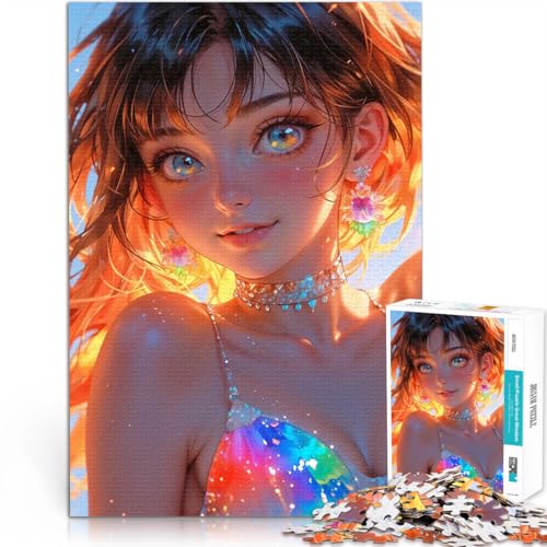 Anime-Mädchen mit Regenbogenkleid Teenager-Puzzle 2000 Teile Quizspiel Jedes Stück ist einzigartig – Anspruchsvolles Familienspiel 70x100cm von SYUNFEI