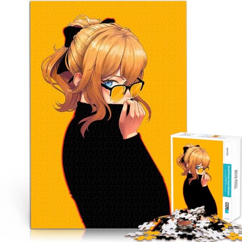 Anime-Mädchen mit Sonnenbrille 2000-Teile-Puzzle für Erwachsene Quizspiel mit vollständig ineinander greifenden, zufällig geformten Teilen 70x100cm von SYUNFEI