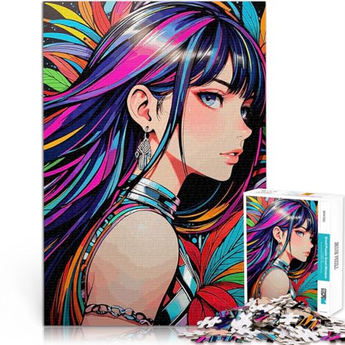 Anime-Mädchen mit bunten Haaren Puzzle für Jugendliche 2000 Teile Lernspiele Lustige Aktivitäten für zu Hause, Geburtstagsgeschenk, Reisegeschenk, 70x100cm von SYUNFEI