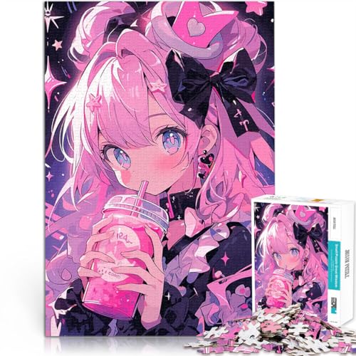Anime-Mädchen mit rosa Haaren Teenager 2000 Teile Puzzle für Lernspiel-Herausforderungsspielzeug EIN Kunstwerk 70x100cm von SYUNFEI