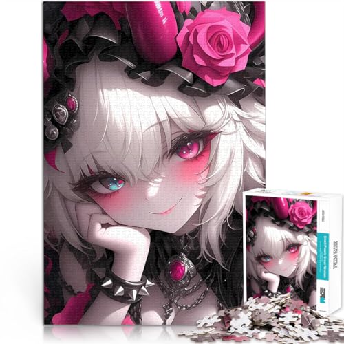 Anime-Mädchen mit rosa Hörnern Teenager 2000-teiliges Puzzle Denkspiel Lustige Aktivitäten für zu Hause, Geburtstagsgeschenk, Reisegeschenk, 70x100cm von SYUNFEI