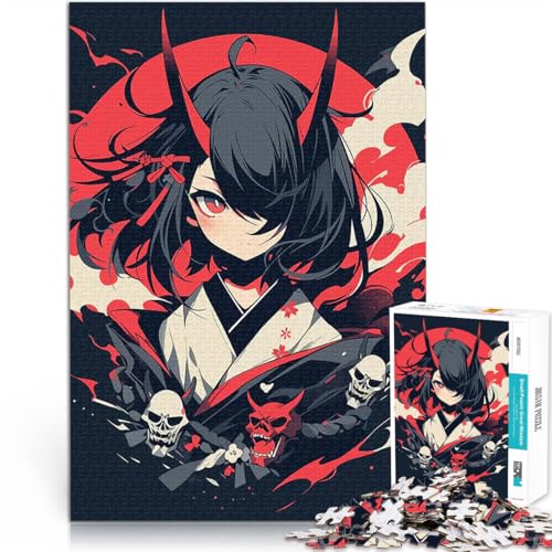 Anime-Mädchen mit roten Hörnern Puzzle 1000 Teile für Teenager Familienspaß Wanddekoration Einzigartige Geburtstags 38x26cm von SYUNFEI