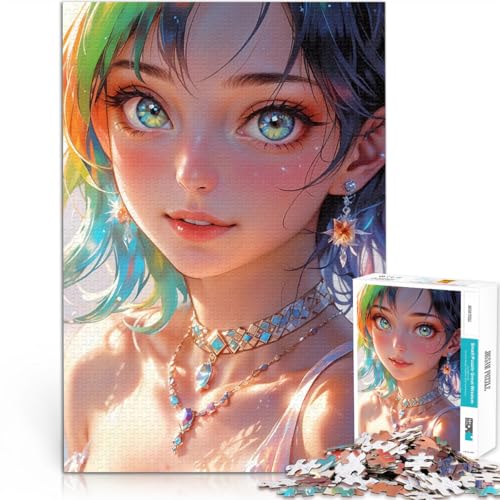 Anime-Mädchen mit schillerndem Haar 2000-teilige Puzzles für Erwachsene Hands-on-Spiel einzigartiges Herausforderungsspiel 70x100cm von SYUNFEI