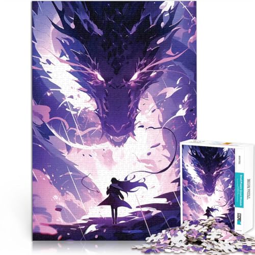 Anime Samurai mit Drachen 1000-teilige Puzzles für Erwachsene Denkspiel mit vollständig ineinander greifenden, zufällig geformten Teilen 38x26cm von SYUNFEI