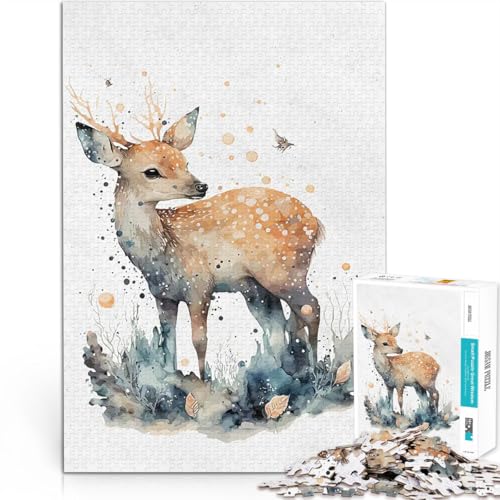 Aquarell Tierkunst Hirsch Puzzle für Erwachsene mit 1000 Teilen Quizspiel Lustige Aktivitäten für zu Hause, Geburtstagsgeschenk, Reisegeschenk, 38x26cm Aquarell Tierkunst Hirsch Puzzle für Erwachsene mit 1000 Teilen Quizspiel Lustige Aktivitäten für zu Hause, Geburtstagsgeschenk, Reisegeschenk, 38x26cm von SYUNFEI