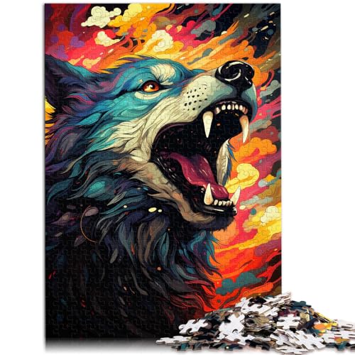 Puzzle für Erwachsene, 1000 Teile, farbenfrohes Art-Wolf-Quizspiel, Herausforderung für die Gehirnintelligenz, süchtig machendes Spielzeug,38x52cm, für Teenager ab 14 Jahren von SYUNFEI