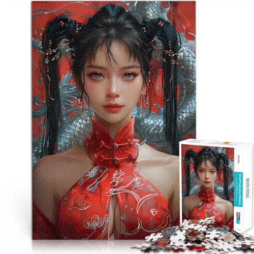 Asiatische Frau und Drache Puzzle 2000 Teile für Jugendliche Lustige Spiele Wanddekoration Einzigartige Geburtstags 70x100cm von SYUNFEI