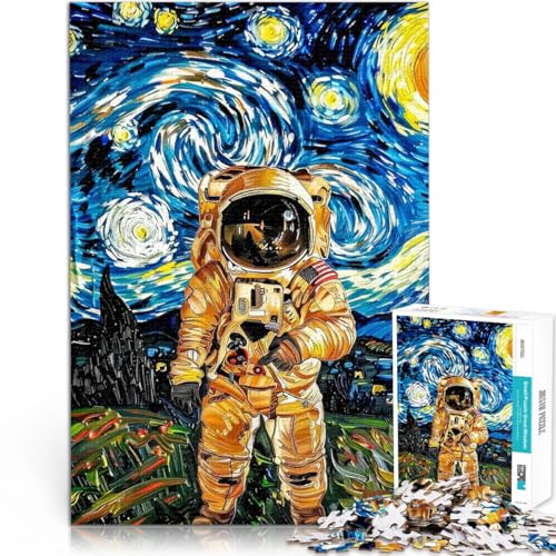 Astronaut in der Sternennacht 1000-teilige Puzzles für Erwachsene Hands-on-Spiel Jedes Stück ist einzigartig – Anspruchsvolles Familienspiel 38x26cm von SYUNFEI