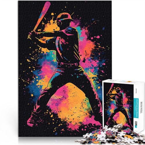 Baseball-Spieler-Silhouette 1000-teilige Puzzles für Erwachsene Mustermontage Jedes Stück ist einzigartig – Anspruchsvolles Familienspiel 38x26cm von SYUNFEI