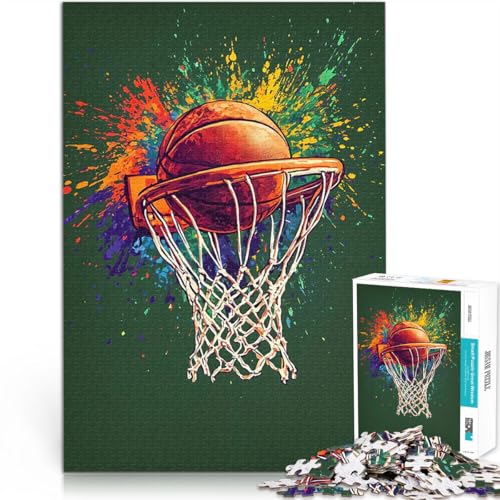 Basketball Farbenfroher Sport Teenager-Puzzles 1000 Teile Spielzeug Lernspiele Stressabbau Lernspiel für Geburtstag, Weihnachten 38x26cm von SYUNFEI