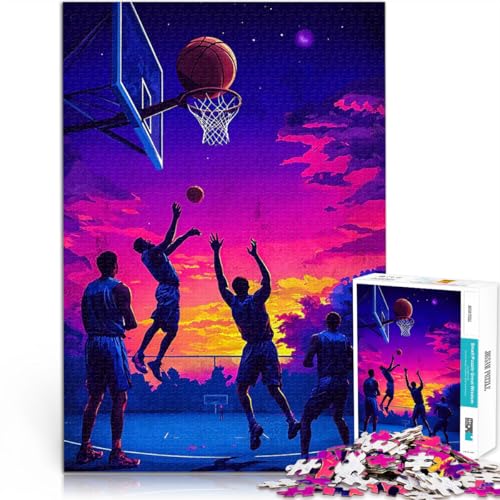Basketball-Sonnenuntergang Puzzle 1000 Teile für Erwachsene Anspruchsvolles Spiel und Familienspaß Wichtelgeschenke 38x26cm von SYUNFEI