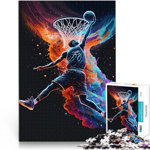 Basketball Sport Bunt 1000-teilige Puzzles für Teenager lustige Spiele für die ganze Familie Tolles Geschenk für Spiele 38x26cm von SYUNFEI