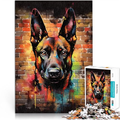 Belgischer Malinois-Graffiti Puzzle 1000 Teile für Erwachsene Für Familienspaß Lustige Aktivitäten für zu Hause, Geburtstagsgeschenk, Reisegeschenk, 38x26cm von SYUNFEI