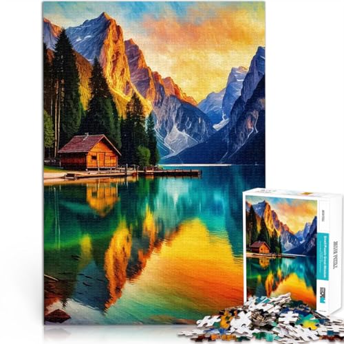 Bergseehütte im Pragser Wildsee, Pragser Wildsee 1000-Teile-Puzzle für Erwachsene Quizspiel Geschenke für Freunde und Familie 38x26cm Bergseehütte im Pragser Wildsee, Pragser Wildsee 1000-Teile-Puzzle für Erwachsene Quizspiel Geschenke für Freunde und Familie 38x26cm von SYUNFEI