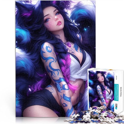 Blauhaariges Anime-Mädchen 2000-teilige Puzzles für Teenager Denkspiel mit vollständig ineinander greifenden, zufällig geformten Teilen 70x100cm von SYUNFEI
