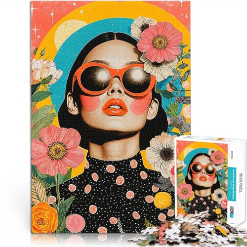 Blumencollage mit Frau Puzzle 2000 Teile für Erwachsene Spielzeug Lernspiele Stressabbau einzigartiges Herausforderungsspiel 70x100cm von SYUNFEI