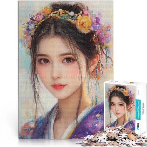 Blumenkronen-Porträt Puzzle für Erwachsene 1000 Teile Lernspiele Heimdekoration Wanddekoration Einzigartige Geburtstags 38x26cm von SYUNFEI