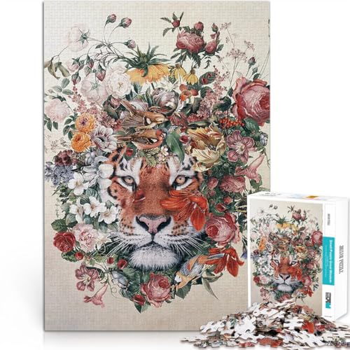 Blumentiger Puzzle für Erwachsene mit 1000 Teilen Dekomprimierendes intellektuelles Lernspielzeug Tolle Geschenke und Spielzeuge 38x26cm von SYUNFEI