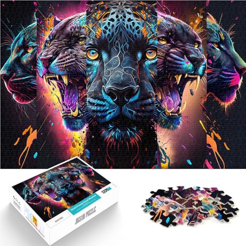 Bunte Panther-Collage 2 Puzzle für Jugendliche 2000 Teile Lernspiel-Herausforderungsspielzeug Tolles Geschenk für Spiele 70x100cm von SYUNFEI