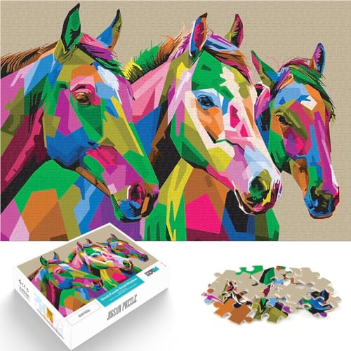 Bunte Pferde in der Pop-Art Puzzle 1000 Teile für Jugendliche Denkspiel Lustige Aktivitäten für zu Hause, Geburtstagsgeschenk, Reisegeschenk, 38x26cm Bunte Pferde in der Pop-Art Puzzle 1000 Teile für Jugendliche Denkspiel Lustige Aktivitäten für zu Hause, Geburtstagsgeschenk, Reisegeschenk, 38x26cm von SYUNFEI