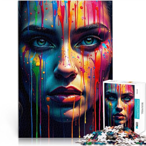 Buntes, tropfendes Farbgesicht 2000-teiliges Puzzle für Erwachsene Denkspiel Jedes Stück ist einzigartig – Anspruchsvolles Familienspiel 70x100cm von SYUNFEI