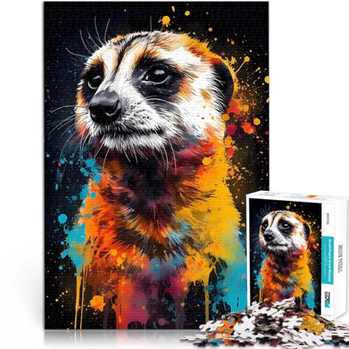 Buntes Erdmännchen 1000-teiliges Puzzle für Teenager Familienspiel zum Stressabbau, schwierige Herausforderung Wanddekoration 38x26cm von SYUNFEI