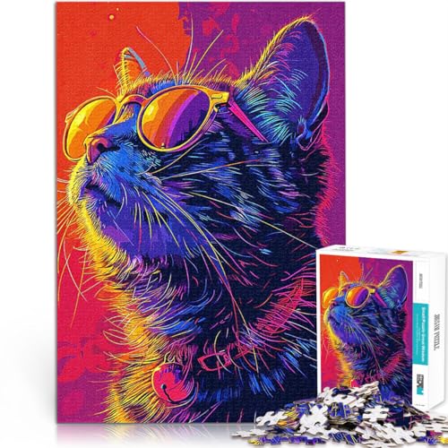 Buntes Katzengemälde Puzzle 2000 Teile für Erwachsene Stressabbau Schwierige Herausforderung Tolle Geschenke und Spielzeuge 70x100cm von SYUNFEI