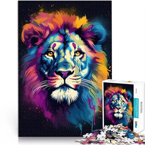 Buntes Löwenporträt 7 Puzzle für Erwachsene mit 1000 Teilen Spiele Spielzeug Geschenk Wanddekoration Einzigartige Geburtstags 38x26cm von SYUNFEI