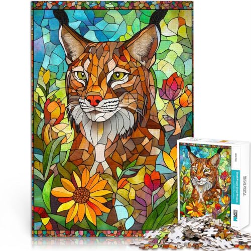 Buntglas-Luchs Puzzle 1000 Teile für Erwachsene Gehirnintelligenz-Herausforderung süchtig machendes Spielzeug EIN Kunstwerk 38x26cm Buntglas-Luchs Puzzle 1000 Teile für Erwachsene Gehirnintelligenz-Herausforderung süchtig machendes Spielzeug EIN Kunstwerk 38x26cm von SYUNFEI