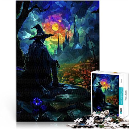 Buntglas-Zauberer Kürbisbeet und Schloss 1000-teiliges Puzzle für Teenager Quizspiel Jedes Stück ist einzigartig – Anspruchsvolles Familienspiel 38x26cm von SYUNFEI