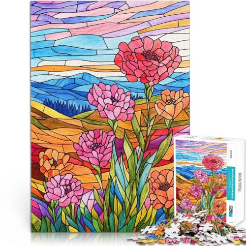 Buntglasblumen 1000-teiliges Puzzle für Erwachsene Trainieren Sie Ihr Gehirn und Ihre Hände Einzigartige Wohndekoration und Geschenke 38x26cm von SYUNFEI