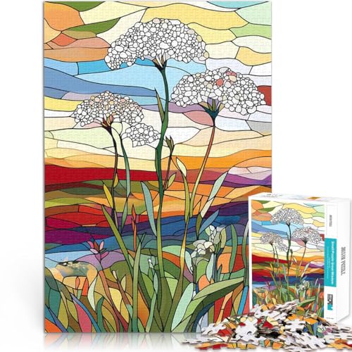 Buntglasblumen Puzzle für Jugendliche 1000 Teile Geschenke zum Suchbegriff: Herausfordernde Spiele Wanddekoration 38x26cm von SYUNFEI
