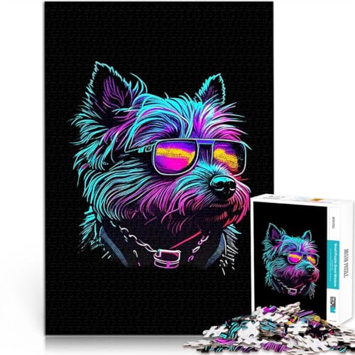 Cairn Terrier 1000-teiliges Puzzle für Teenager Dekomprimierendes intellektuelles Lernspielzeug Tolles Geschenk für Spiele 38x26cm von SYUNFEI