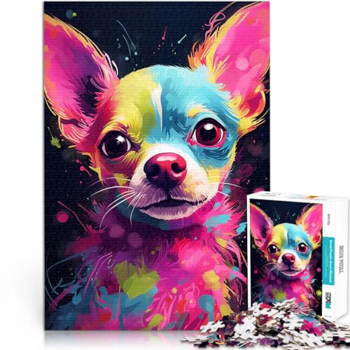 Chihuahua-Aquarell 1000-teilige Puzzles für Teenager Geschenke zum Suchbegriff: Herausfordernde Spiele Wohnkunstdekor 38x26cm von SYUNFEI