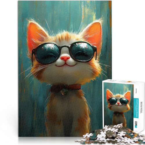 Coole Katze mit Sonnenbrille Puzzle 1000 Teile für Jugendliche Familienspaß Wanddekoration Einzigartige Geburtstags 38x26cm von SYUNFEI