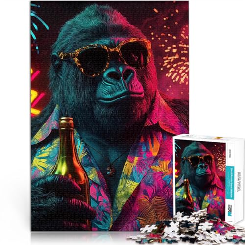 Cooler Gorilla mit Flasche Puzzle für Erwachsene mit 1000 Teilen Lustige Spiele Jedes Stück ist einzigartig – Anspruchsvolles Familienspiel 38x26cm Cooler Gorilla mit Flasche Puzzle für Erwachsene mit 1000 Teilen Lustige Spiele Jedes Stück ist einzigartig – Anspruchsvolles Familienspiel 38x26cm von SYUNFEI