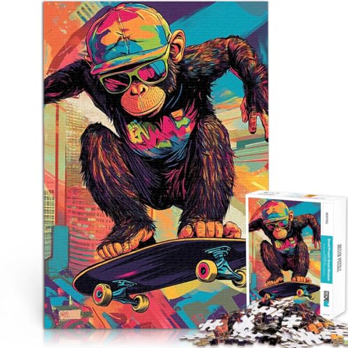 Cooles Affen-Skateboarden 2000-teilige Puzzles für Teenager Lustige Spiele Jedes Stück ist einzigartig – Anspruchsvolles Familienspiel 70x100cm Cooles Affen-Skateboarden 2000-teilige Puzzles für Teenager Lustige Spiele Jedes Stück ist einzigartig – Anspruchsvolles Familienspiel 70x100cm von SYUNFEI