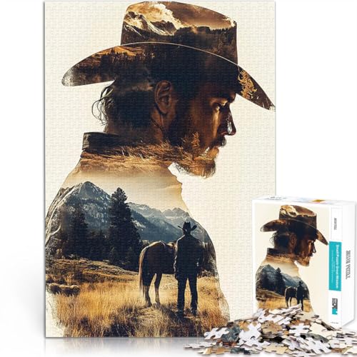 Cowboy-Doppelbelichtung Teenager-Puzzles 2000 Teile Spielzeug Lernspiele Stressabbau Jedes Stück ist einzigartig – Anspruchsvolles Familienspiel 70x100cm von SYUNFEI