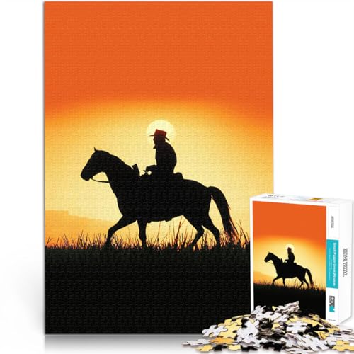 Cowboyreiten Puzzle 1000 Teile für Jugendliche Gehirnintelligenz-Herausforderung süchtig machendes Spielzeug Wichtelgeschenke 38x26cm von SYUNFEI