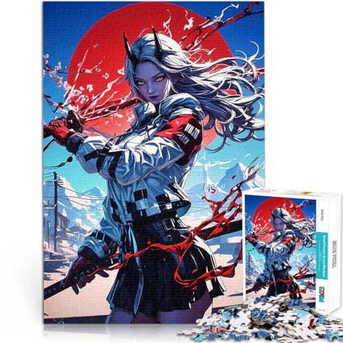 Dämonenmädchen mit Katana 2000-teilige Puzzles für Erwachsene Lernspiele mit vollständig ineinander greifenden, zufällig geformten Teilen 70x100cm von SYUNFEI