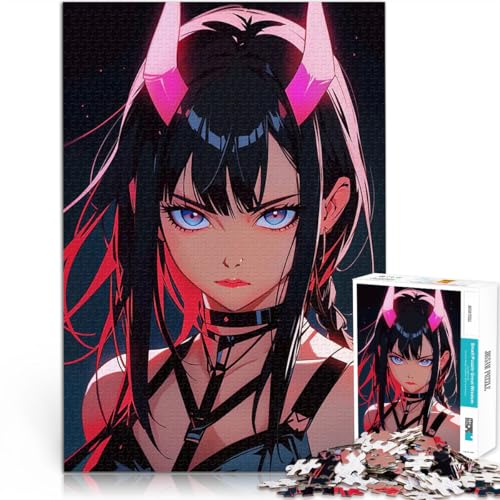 Dämonisches Anime-Mädchen 1000-teilige Puzzles für Teenager Denkspiel Lustige Aktivitäten für zu Hause, Geburtstagsgeschenk, Reisegeschenk, 38x26cm von SYUNFEI