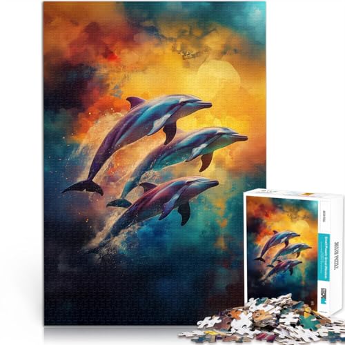 Delfine springen durch die Wolken Teenager-Puzzle 1000 Teile Analyse und Logik mit vollständig ineinander greifenden, zufällig geformten Teilen 38x26cm Delfine springen durch die Wolken Teenager-Puzzle 1000 Teile Analyse und Logik mit vollständig ineinander greifenden, zufällig geformten Teilen 38x26cm von SYUNFEI