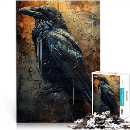 Der Rabe, surreale Kunst 1000-teilige Puzzles für Erwachsene Lernspiele Lustige Aktivitäten für zu Hause, Geburtstagsgeschenk, Reisegeschenk, 38x26cm von SYUNFEI