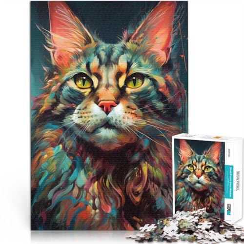 Die aufmerksame Katze 1000-teiliges Puzzle für Erwachsene Lernspielzeug für die ganze Familie Tolles Geschenk für Spiele 38x26cm von SYUNFEI