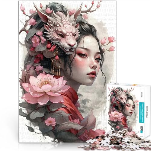 Drache, Japanisches Mädchen 1000-teilige Puzzles für Erwachsene Herausforderndes Spiel Einzigartige Geburtstags- und Geschenkideen 38x26cm Drache, Japanisches Mädchen 1000-teilige Puzzles für Erwachsene Herausforderndes Spiel Einzigartige Geburtstags- und Geschenkideen 38x26cm von SYUNFEI